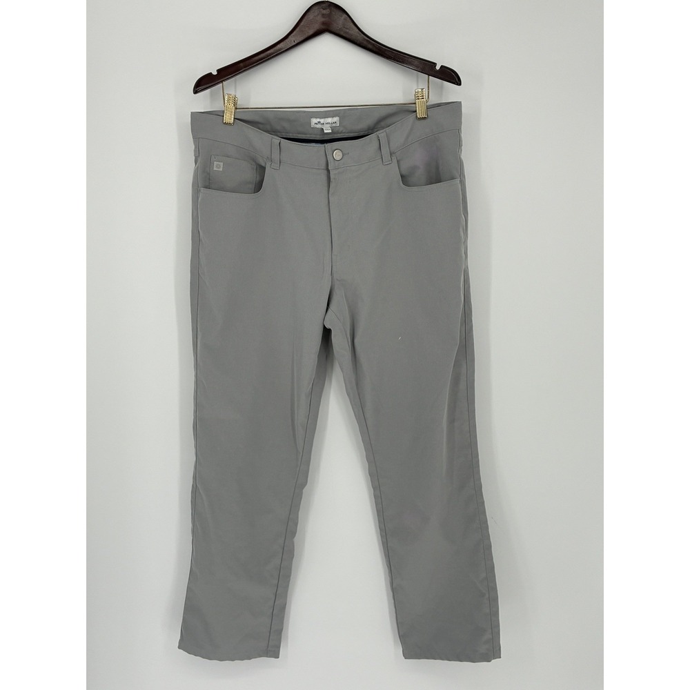Peter Millar 5-Pocket Pants Mens 36x27 Gray Blue Stretch Golf Chino MF21B39